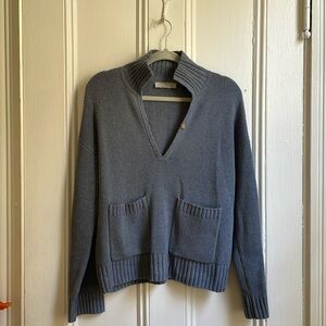 Everlane Blue Knit V-neck Sweater